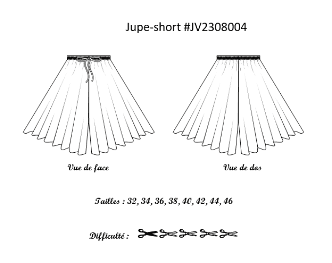 #JV2308004 Patron jupe short Louna femme